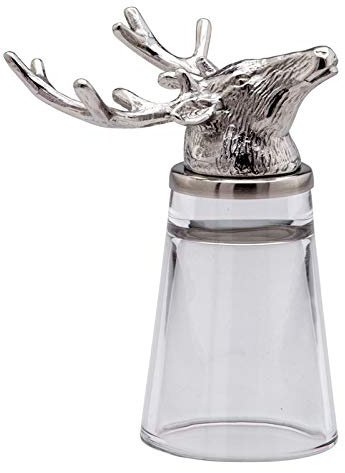 H.Bauer jun. Edelstahl Zylinder Schnapsglas 4 cl ohne Henkel - ausgefallenes Shotglas mit Jagdmotiv Hirsch Ø 4.5 cm - individueller Stamper mit Fuß - Highlight zu jeder Party, Feier oder an der Bar