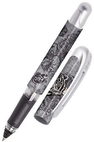 Online Tintenpatronen-Rollerball College Wild Tiger, Stift für Rechtshänder und Linkshänder, ergonomisches Griffstück, hochwertiger Tintenroller, Standard-Tintenpatronen, inkl. Kombipatrone blau
