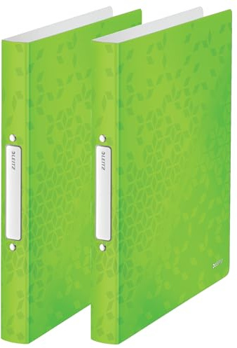 Leitz 425700 Ringbuch wow, A4, PP, 2 Ringe, 25 mm, grün metallic, 2er Pack