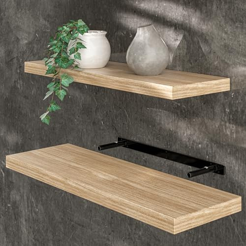 Casaria® Étagère Murale Flottante chêne 70 cm MDF Robuste Effet Flottant Support de Fixation Inclus étagère Bois