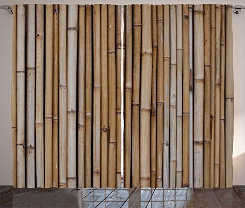 ABAKUHAUS Arquitectura Cortinas, Cerca de bambú seco Imagen, Sala de Estar Dormitorio Cortinas Ventana Set de Dos Paños, 280 x 175 cm, El Cacao y el pálido Gris Pardo