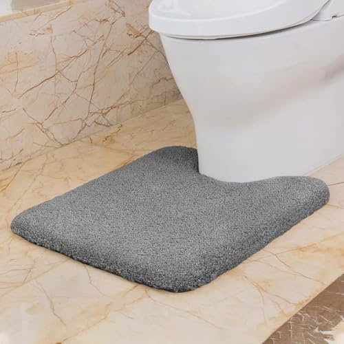 VANZAVANZU Tapis de toilette à poils longs pour salle de bain, tapis antidérapant et extra doux en microfibre absorbante et épaisse en forme de U (U, 50,8 x