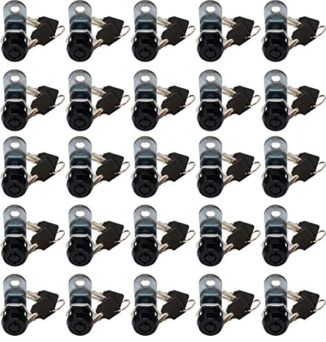 Admiral Locks 25 Stück Rohrschloss gleichschließend Wechselschlüssel (5/8 Zoll 180°, schwarz