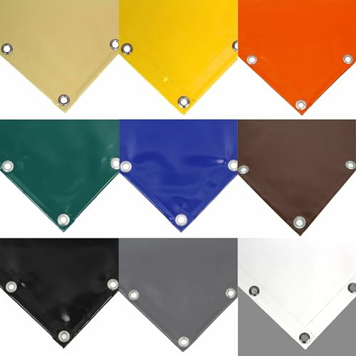 TENDEEVOLUTION Lona Impermeable Exterior PVC 650g/m² con Ojales Cada 50 cm y Borde Reforzado, Lona Plástico Resistente al Viento y Lluvia para Exterior, remolques y pérgolas (3 x 2.5, Negro)