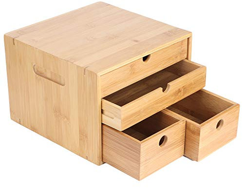 cajón de bambú Caja de té, organizador de almacenamiento de bambú brillante para el hogar y la cocina
