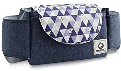 SONARIN Borsa Organizer per Passeggino,Organizzatore Universale per Passeggino,con Portabicchieri, Cinghia di Magico Strisce, Cinturino Addensato Usato come Borse a Mano, Universale(Blu Scuro,Rombo)