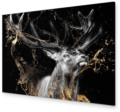murando - Akustikbild Hirsch 90x60 cm 1 tlg Bilder Akustikschaum Schallschutz Kunst Akustikpaneele Wandpaneele Schalldämmung Schallabsorber Design Abstrakte Tier Wald Natur Flamme g-C-0329-b-a