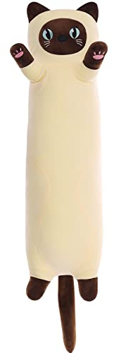 SNOWOLF Siamkatze Plüsch Lange Kissen Niedliches Kawaii Katze Kuscheltier Weiches Anti-Stress Spielzeug zum Schlafen & Kuscheln Geschenk für Mädchen Kinder Erwachsene,70cm