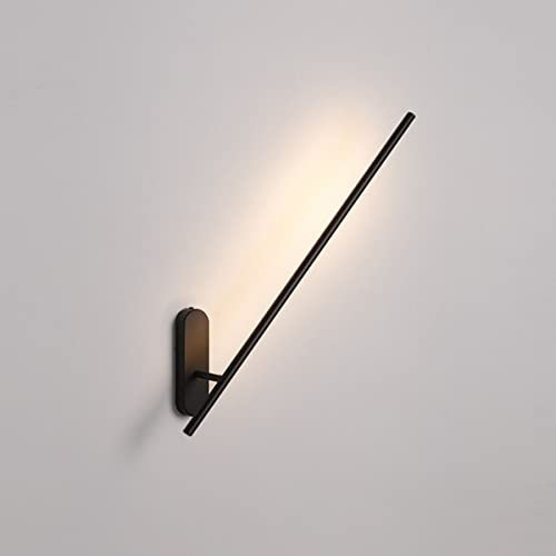 LED Wandleuchte Innen Schwarz, 10W Langem Wandlampe Verstellbar, Modern Aluminium Wandbeleuchtung Linear Schlafzimmer Nachttischlampe Warmweiß Nachtlampe Wohnzimmer Minimalistische Deko 70Cm