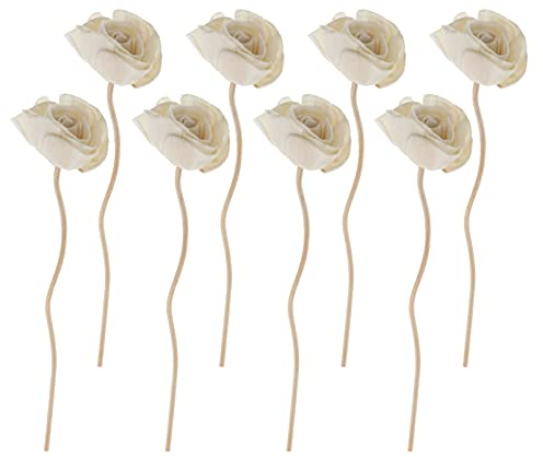 DOITOOL 8PCS Aromatherapy Rattan Sticks - White Flower-Shaped Reeds Diffuser Sticks for Essential Oils, Home Decor, Office, Spa, 8.7 Inches