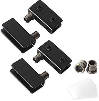 TamBee Glass Door Pivot Hinge 4 PCS for 5-8mm Black Shower Door Hinges 304 Stainless Steel for Free Swinging Glass Doors…