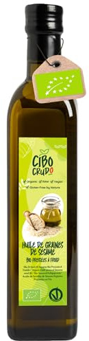 Olio di Sesamo Alimentare Spremuto a Freddo - 500ml. Olio di Semi di Sesamo Bio non Tostato da Usare Come Condimento o Per Massaggi. Organic Sesame Oil.
