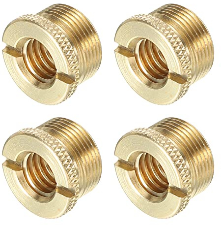 PATIKIL 4Pack Mikrofonstativ Adapter 3/8 Buchse an 5/8 Stecker Messing Mik Schraube Adapter für Mikrofon Stativständer Gold
