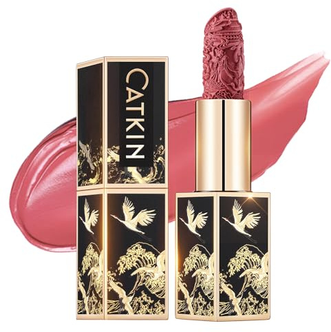 CATKIN Dark Red Lipstick, Long Lasting, High Impact, Moisturizing Formula, enriched with Avocado Oil and Vitamin E, 3.2g
