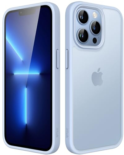 JETech Matt Hülle für iPhone 13 Pro Max 6,7 Zoll, Stoßfest Militärstandard FallSchutz Handyhülle, Mattierte Durchscheinende Rückseite Schutzhülle, Anti-Fingerabdruck (Himmelblau)