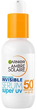 Garnier Siero Viso Protettivo Invisibile Super UV, Per Tutti i Tipi di Pelle, Protezione SPF 50+, Ad Assorbimento Rapido, Con Ceramide Protect, Ambre Solaire, 30 ml