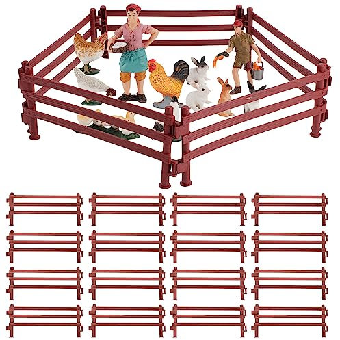 Giugio 40 Stück Pferdezaun Spielzeug, Micro Landschaft Deko, Spielset Kunststoff Zaun, Spielzeug Pferd Corral Fechten Zubehör, Koppel Spielzeug für Scheune Paddock Pferdestall Nutztier Zaunplatte (A)