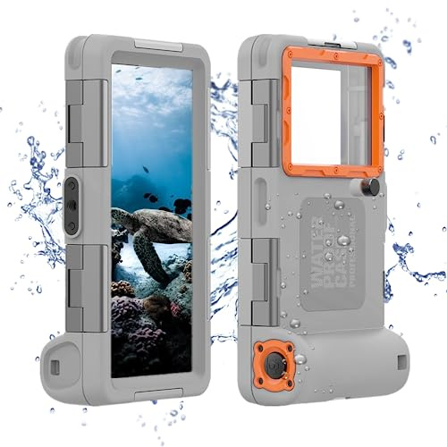 IPX8 wasserdichte Handyhülle zum Schwimmen Universal Tauchabdeckung Unterwasser Schutzhülle Wasserfeste Handytasche für iPhone 16 15 13 11 Pro Samsung S25 Huawei Google OnePlus Xiaomi LG (2.Gen) Grau