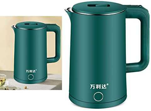 Electric Water Boiler, Fast Heating Teapot, 4 Safety Protection 2.3L Electric Kettle Stainless Steel Double Layer Anti Sclading Automatic Power Off Electric Water Boiler for Home C (Green) ( Color : G