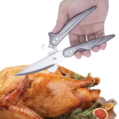 Lost Deer Forbici da Cucina Staccabili, Forbici da Cucina Professionali a Dente di Squalo per Impieghi Gravosi, Multifunzione per Tagliare Ossa, Carne, Pollame, Verdure e Frutti di Mare,