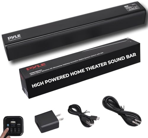 Pyle 2 Channel Digital Soundbar - Digital Amplifier with DSP Streaming Table Mount Digital System with AUX/Optical Input/USB Input/HDMI (Arc), LED Display