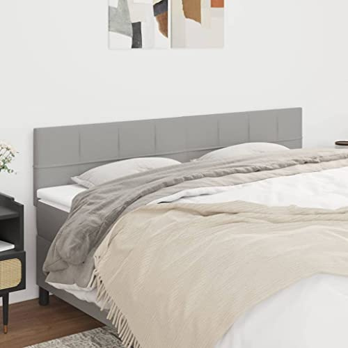 CKioict Betthaupt Wandkissen Bett Bettkopfteil Schlafzimmer Kopfteile 2 STK. Hellgrau 80x5x78/88 cm StoffGeeignet für Schlafzimmer, Gästezimmer, Schlafsaal