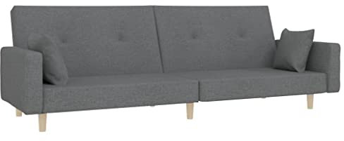 vidaXL Schlafsofa 2-Sitzer, Sofa mit 2 Kissen, Schlafcouch für Wohnzimmer Heimkino Büro, Couch Sofabett Tagesbett Gästebett, Hellgrau Stoff