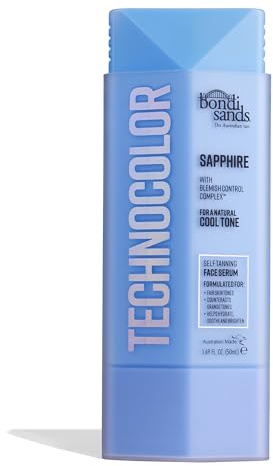Bondi Sands Technocolor Sapphire Self-Tanning Face Serum, Easy Application, Streak Free Fake Tan – Enriched with Vitamin C & Chamomile 50ml/1.69 Fl Oz