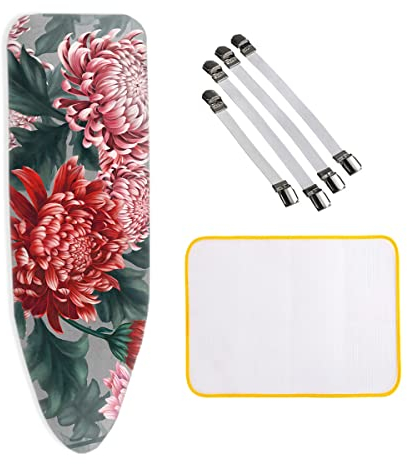 ZJBKX Bügelbrettbezüge Aus Weicher Baumwolle 125x45cm, Dicker, Sicherer Sitz, 4 Klammern und 1 BüGeln Scorch WäRmedäMmmatte