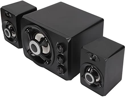 RvSky Mejore Su Experiencia De Audio con Nuestro Altavoz para Computadora, Subwoofer Estéreo con Alimentación USB 2.1, Altavoz Multimedia con Cable Y Luz LED RGB para PC Y Portátil(De Color Negro)