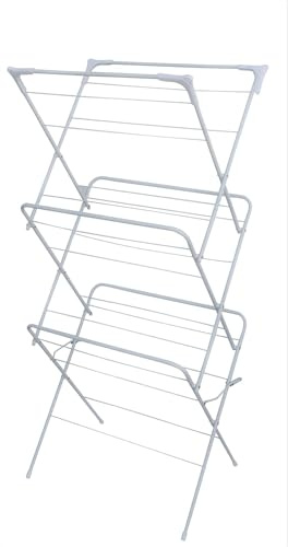 HH Home Hut Indoor Clothes Airer Drying Rack - 3 Tier Folding Laundry Maiden Rack, Dryer Rack, Clothes Horse, Airing Clothes, Foldable, Compact and Sutiable For Outdoor