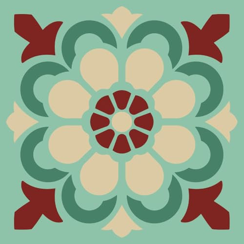 0,4m² Zementfliesen mit Dekor - Jugendstilfliesen Retro (grün, Florasol, 10, ZF-)