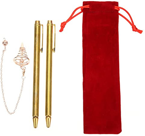 PLAFOPE Baguettes De Sourcier Rétractables En Laiton 2 Pièces Pendule Et Paquet De Transport – Tiges Radiesthésie Portables Pour Localisation D'eau Et Exploration Feng Shui