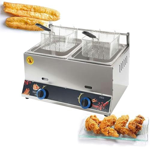 AFLEPCBRQ Friggitrice a Gas Professionale, Friggitrice a Gas di Grande capacità, Professionale da Banco Professionale per la Cottura di Cibi da Ristoranti Commerciali, Facile da Pulire,Style1