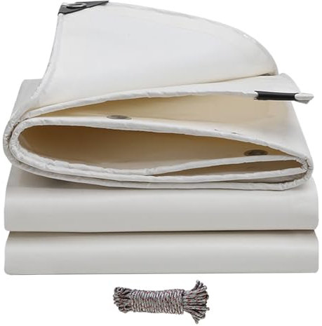 Extra Dick Polyethylen Folie 2 x 3 m 500 G/M² mit Ösen mit Zusätzlicher Eckverstärkung Abdeckplane Gartenmöbel für Gartenarbeit Treibhaus Folientunnel, Weiß