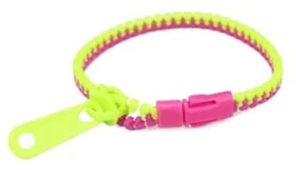 VONCYKI 100 braccialetti dell'amicizia per bambini, con cerniera, 19,1 cm, giocattoli sensoriali, colori neon, bomboniere per feste di compleanno per bambini (verde rosa rossa)