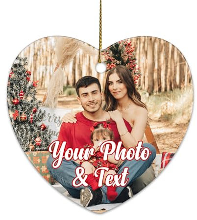 PSUNEY Personalisierte Weihnachtskugeln für Familie mit Foto Text Keramik Weihnachtskugeln 2024 Weihnachtsanhänger Geschenke für Familie Freundin Freunde
