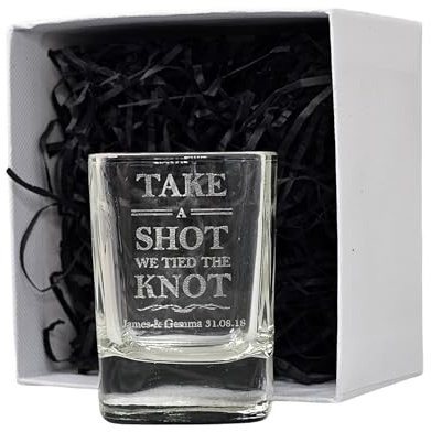 Personalised Wedding Favour Shot Glass with Gift Box for Best Man, Usher, Groomsman, Father of The Bride