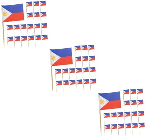 Cabilock Temática Filipina 3 Juegos Decoración De La Decoración Fiesta Toppers para Tartas Decoración De Pasteles De Palillos De Picos De Comida De Frutas Madera 100 Uds * 3
