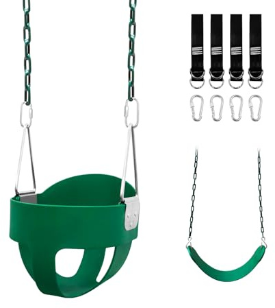 Toddler Swing Set for Outside - High Back Full Bucket Seat with 4 Hanging Straps and Hooks for Kids, Infants, Baby - Outdoor Tree Swing