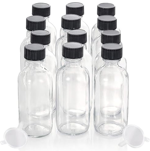 DIDITIME 12er Flaschen zum Befüllen, 60ml Glasflaschen mit Deckel, Öl, Likör, Saft & Ingwer