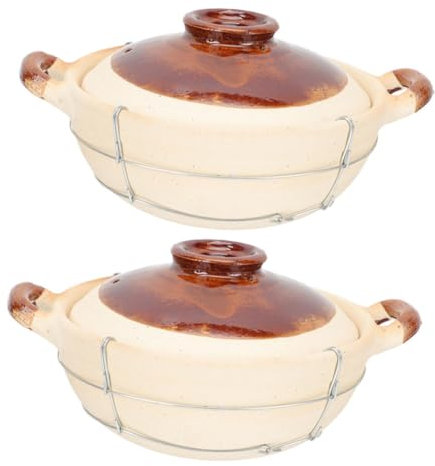 MAGICLULU Set Di 2 Pentole in Terracotta Per Pasti Zuppe Stufati E Riso in Stile Giapponese Con Coperchio E Impugnatura