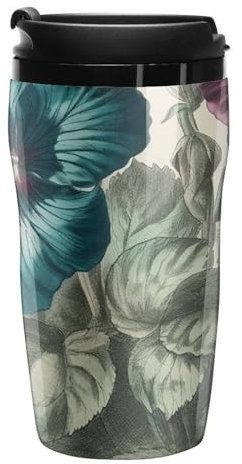 Stanley-Kaffeetasse mit Deckel, 340 ml, Kunststoffbecher, versiegelter Trinkdeckel, Wasserbecher, Teetasse, drei Blumen, bedruckt, passt in Auto-Becherhalter