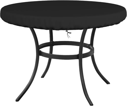 TopSoul Tischplatten Abdeckung Rund Schutzhülle für Tischplatte Gartentisch abdeckungen Abdeckhaube Tisch Wasserdicht Gartentisch Abdeckung Runder Gartentischhülle Abdeckplane Gartentisch 130x10cm