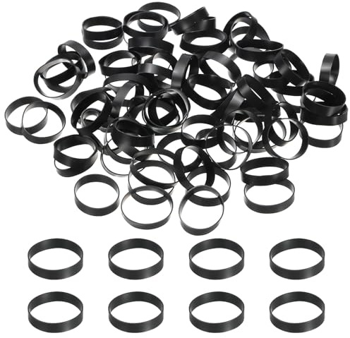 PATIKIL Bandes en Silicone pour Attaches 3,5 cm, 200 Pcs Bande Élastique Plate pour Fournitures de Bureau Organisation de Câbles à la Maison, Noir