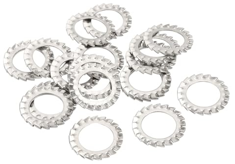 PATIKIL Arandelas De Bloqueo Con Dientes Externos M20, 20Pcs Juego De Arandelas De Bloqueo Dentadas De Acero Inoxidable 304 Para Sujetadores Y Clipes, Plateado