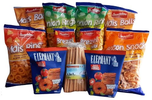 XXL Snack Box | Party Mix | Knuspriger Knabbermix | Für Filmabende, Feier, Geburtstagsfest, Grill Party | Karneval |11 Packungen Knabbergebäck