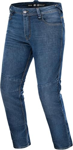 SHIMA Ridge Jeans Moto Hombre Protectores GFLEXX Homologado Cordura Ajustado Textile Vaqueros Urbano Pantalón Protección de Rodilla Ventilado Elástico Ropa de Verano (Masculinos, Azul, 34/32)
