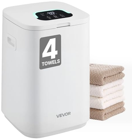 VEVOR Calentador de Toallas 20 L con Pantalla LED Calentador de Mantas Temporizador Ajuste de Temperatura Apagado Automático Cierre de Seguridad Secador de Toallas para SPA, Hogar, Baño, Blanco