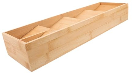 BAZEITFLOW Wooden Chopstick and Cutlery Box Single Compartment Food-grade Wood Silverware Organizer Small Kitchen Drawer Utensil Holder for Spoon and Fork Storage